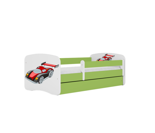 Łóżko babydreams zielone auto wyścigowe bez szuflady materac 180/80