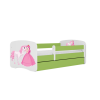 Łóżko babydreams zielone księżniczka konik bez szuflady materac 180/80