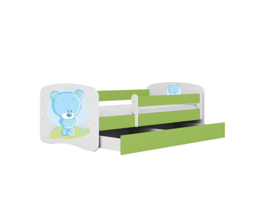 Łóżko babydreams zielone niebieski miś bez szuflady materac 180/80