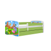 Łóżko babydreams zielone safari bez szuflady materac 180/80