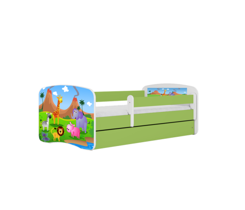 Łóżko babydreams zielone safari bez szuflady materac 180/80