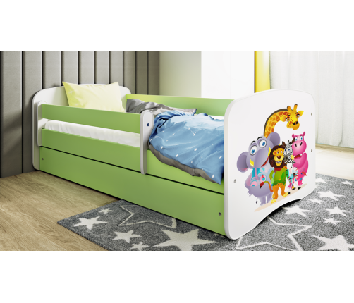 Łóżko babydreams zielone zoo bez szuflady materac 180/80