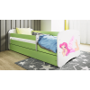 Łóżko babydreams zielone wróżka ze skrzydełkami z szufladą materac 180/80