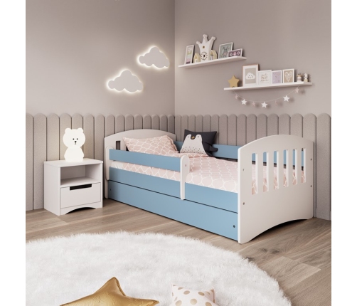 Łóżko classic 1 niebieskie bez szuflady materac 140/80