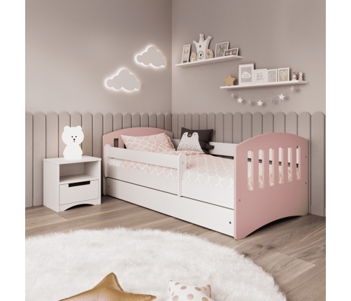 Bed classic 1 mix pale pink without drawer with mattress 140/80