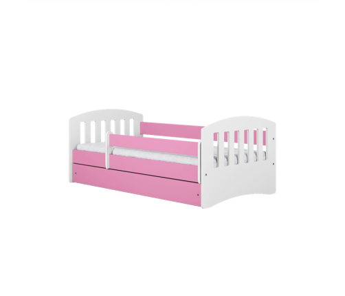 Łóżko classic 1 różowe z szufladą materac 140/80