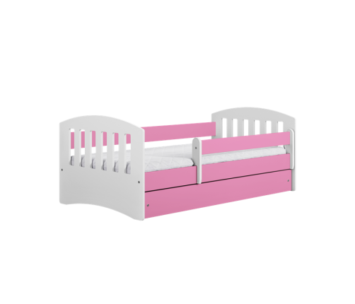 Łóżko classic 1 różowe z szufladą materac 140/80