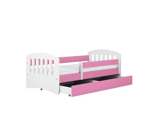 Łóżko classic 1 różowe z szufladą materac 160/80