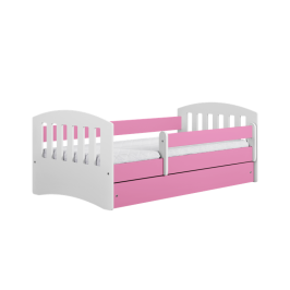 Łóżko classic 1 różowe z szufladą materac 160/80