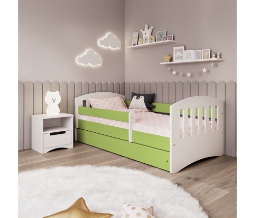 Łóżko classic 1 zielone bez szuflady materac 140/80