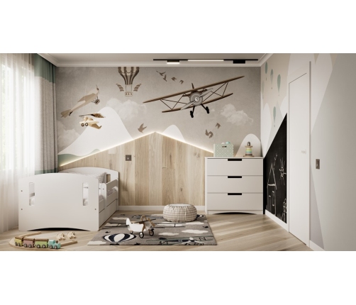 Łóżko classic 2 białe z szufladą materac 140/80