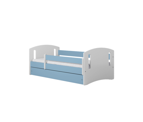 Łóżko classic 2 niebieskie z szufladą materac 140/80