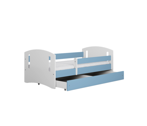 Łóżko classic 2 niebieskie z szufladą materac 160/80