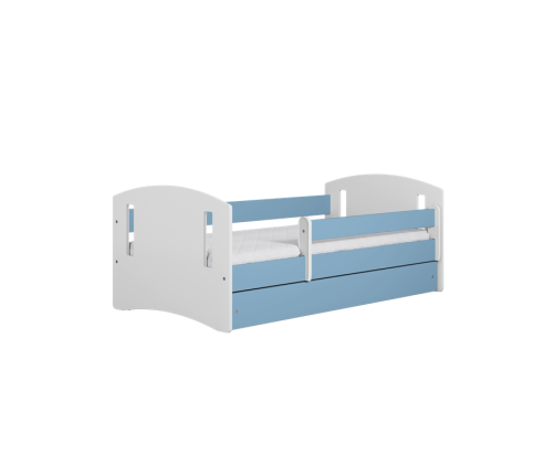 Łóżko classic 2 niebieskie z szufladą materac 160/80