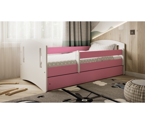 Łóżko classic 2 różowe bez szuflady materac 180/80