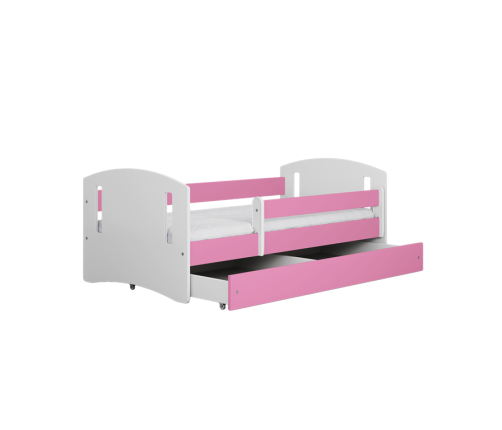 Łóżko classic 2 różowe z szufladą materac 180/80