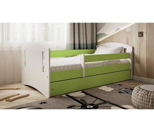 Łóżko classic 2 zielone z szufladą materac 140/80