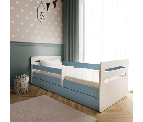 Łóżko tomi niebieskie z szufladą materac 180/80