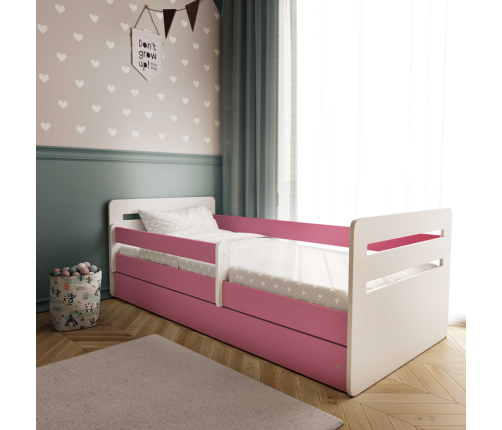 Łóżko tomi różowe bez szuflady materac 140/80