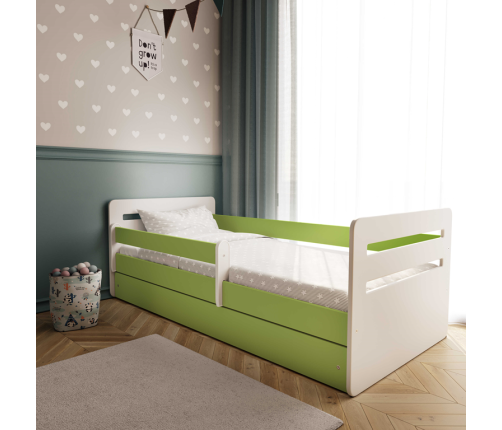 Łóżko tomi zielone z szufladą materac 140/80