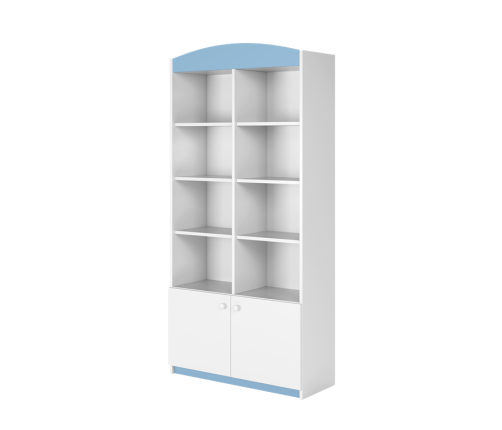 Regał podwójny zamknięty niebieski