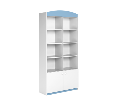 Regał podwójny zamknięty niebieski