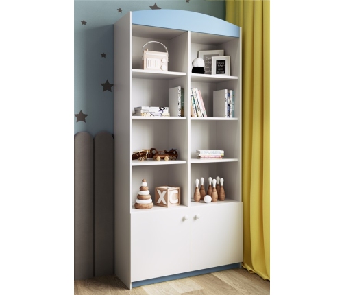 Regał podwójny zamknięty niebieski