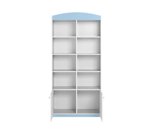 Regał podwójny zamknięty niebieski