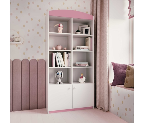 Regał podwójny zamknięty różowy