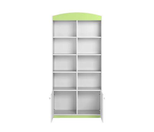 Regał podwójny zamknięty zielony