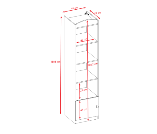 Regał pojedynczy zamknięty niebieski