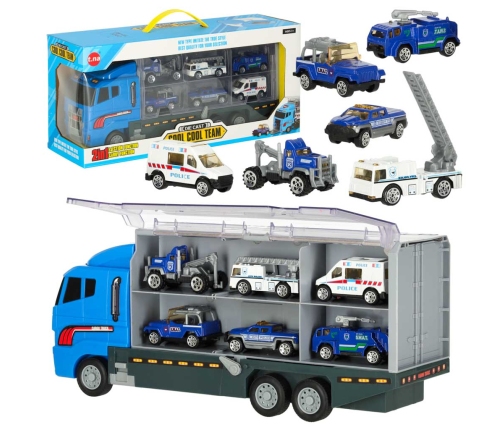 Transportera kravas automašīna TIR palaidējs + metāla automašīnas policija