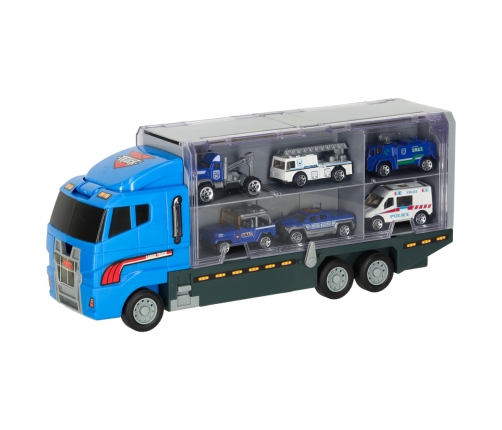 Transportera kravas automašīna TIR palaidējs + metāla automašīnas policija