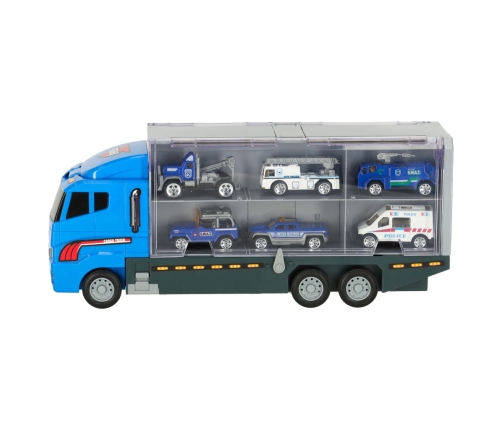 Transportera kravas automašīna TIR palaidējs + metāla automašīnas policija