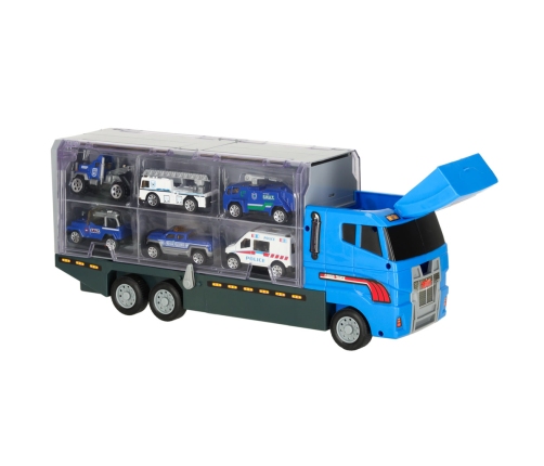 Transportera kravas automašīna TIR palaidējs + metāla automašīnas policija