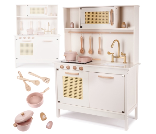 Bērnu retro MDF koka virtuve ar BOHO aksesuāriem