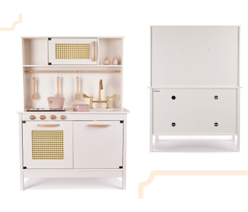 Bērnu retro MDF koka virtuve ar BOHO aksesuāriem
