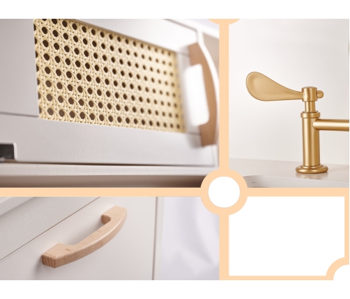 Bērnu retro MDF koka virtuve ar BOHO aksesuāriem