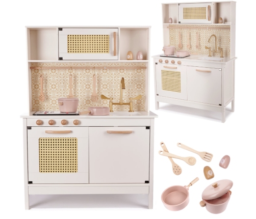 Bērnu retro MDF koka virtuve ar BOHO aksesuāriem