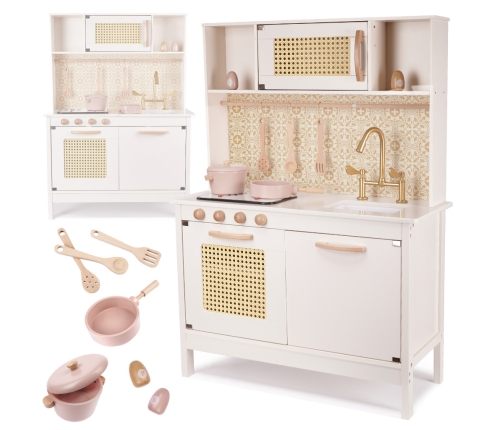 Bērnu retro MDF koka virtuve ar BOHO aksesuāriem