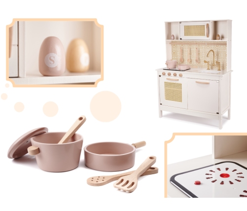 Bērnu retro MDF koka virtuve ar BOHO aksesuāriem