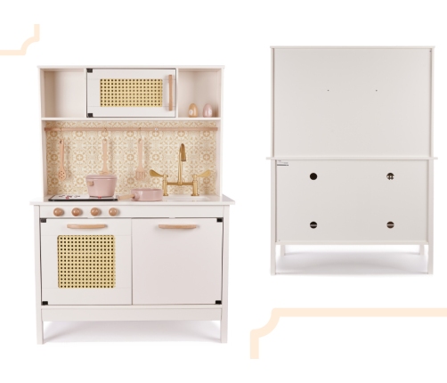 Bērnu retro MDF koka virtuve ar BOHO aksesuāriem