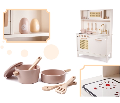 Bērnu retro MDF koka virtuve ar BOHO aksesuāriem