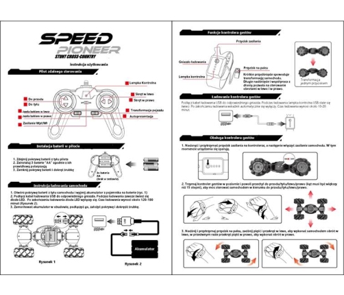 Ātruma Pioneer Stunt Car RC 360 sarkans