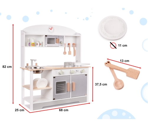Bērnu koka virtuve MDF MODERN CLASSIC+ piederumi