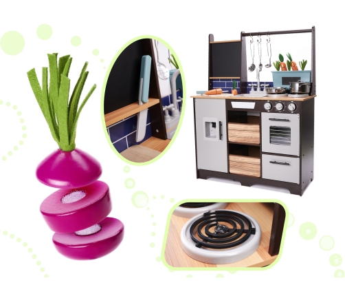 Bērnu koka virtuve MDF ar piederumiem LOFT XXL 96cm