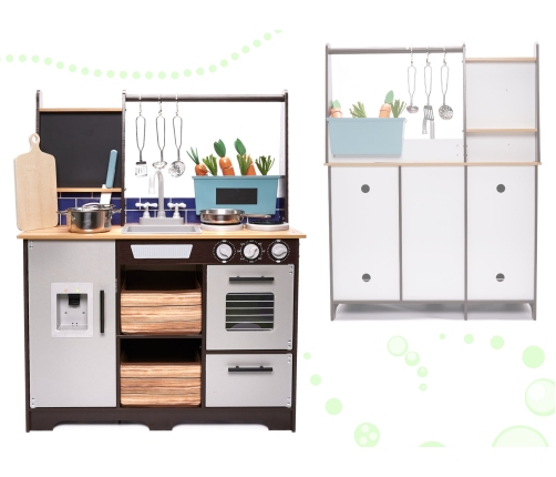 Bērnu koka virtuve MDF ar piederumiem LOFT XXL 96cm