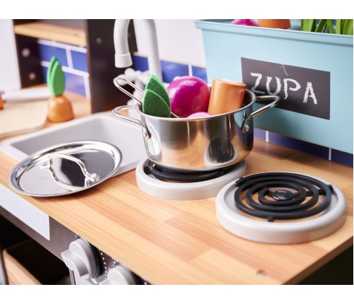 Bērnu koka virtuve MDF ar piederumiem LOFT XXL 96cm