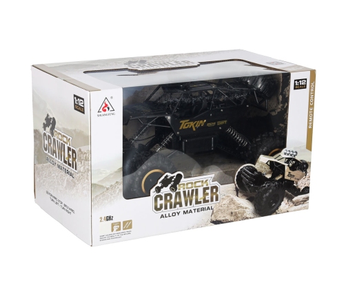 RC auto Rock Crawler 1:12 4WD METAL melns
