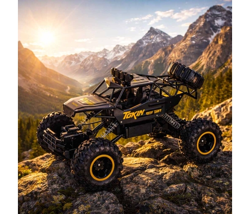 RC auto Rock Crawler 1:12 4WD METAL melns